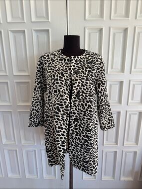 Gerard Darel Black and White Animal-Print Trench Coat